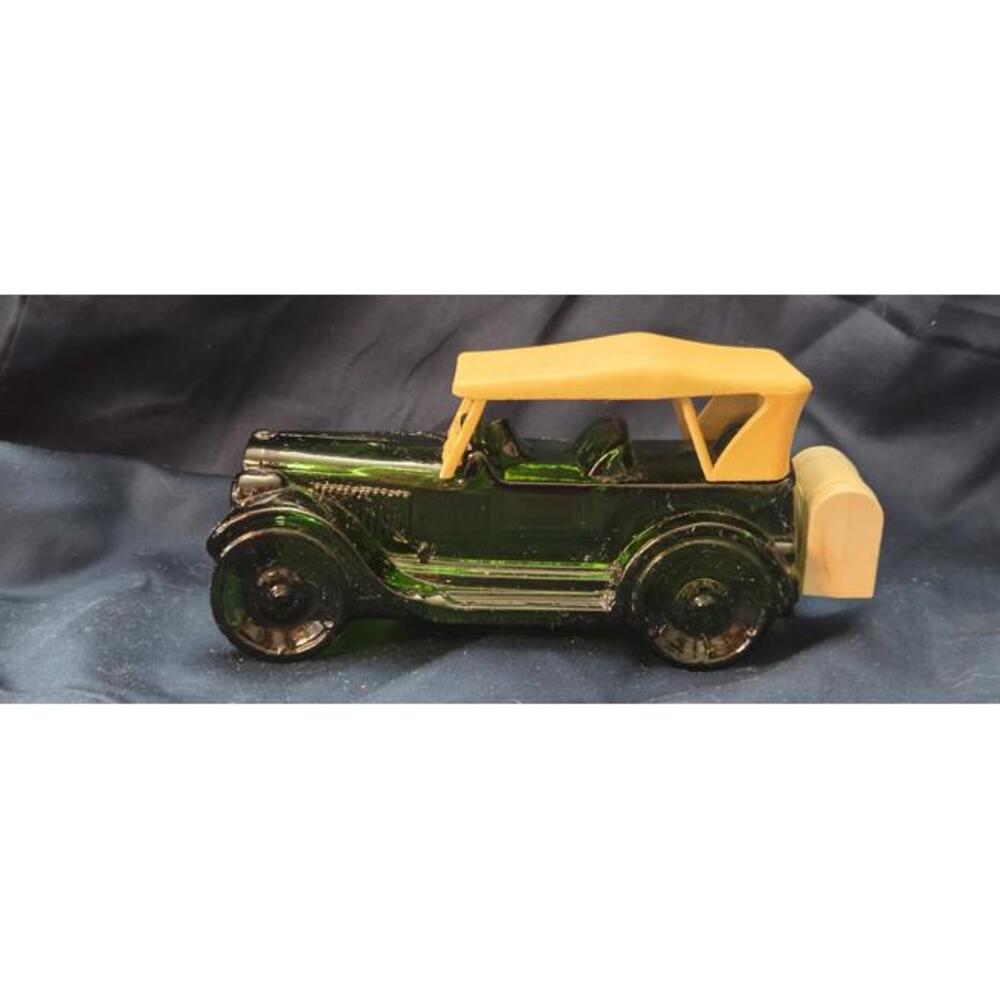 Vintage Avon Maxwell Green Glass Car Aftershave Bottle with Yellow Roof